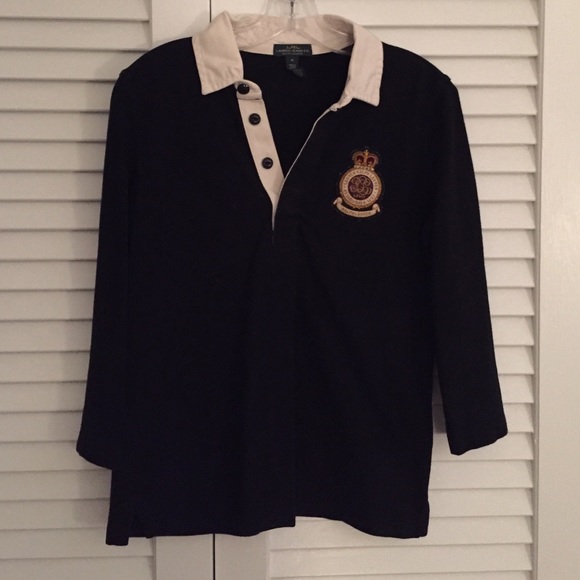 RL black 3/4 shirt with white collar