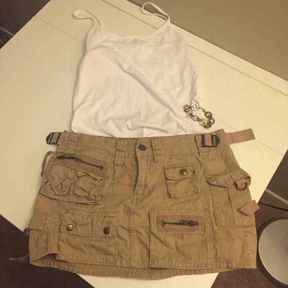 Hollister Tan Military Mini Skirt