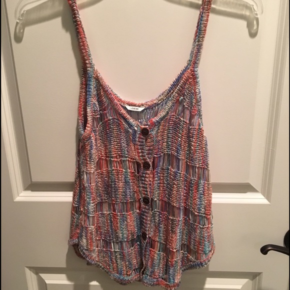 Forever 21 colorful crochet top with buttons