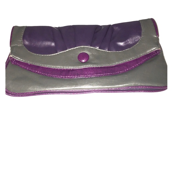 Purple and gray clutch.