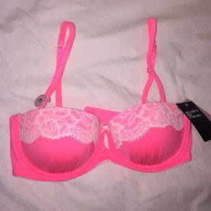 Pink balconette bra