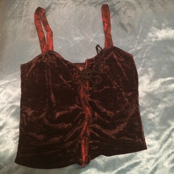 Vintage Black Italian Couture Velvet Lace-Up Tank - Picture 2 of 4