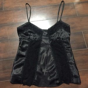 Black Satin/Lace Tank Top