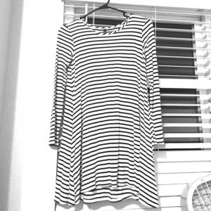 A stripped dress black and white