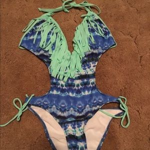 Monokini Fringe Tie-Dye Swimsuit