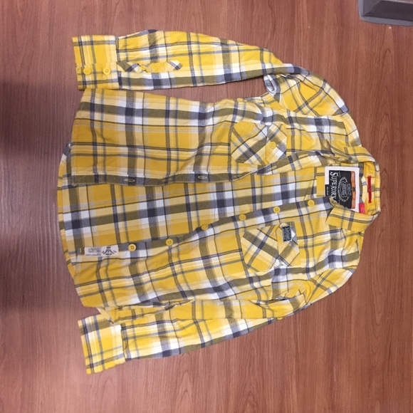 Superdry yellow and grey flannel