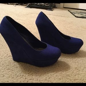 Blue Suede Wedges