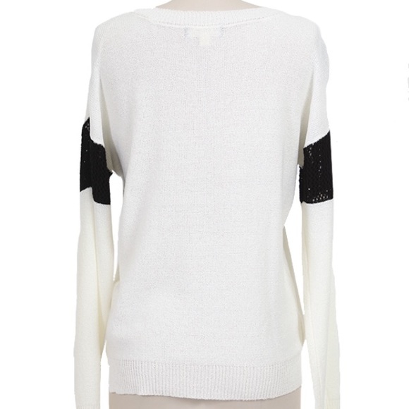 Cream and Black Cross Light Weight Sweater - Picture 2 of 3