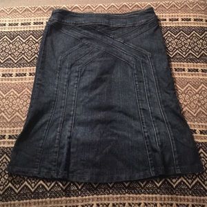 Arden B Cross-stitched Denim Mid Length Skirt