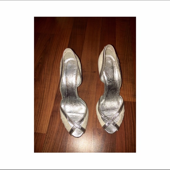 Silver and white  heels