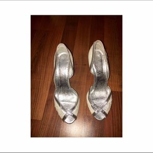 Silver and white  heels