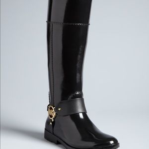 Michael Kors Tall Logo Black Riding Rain Boots