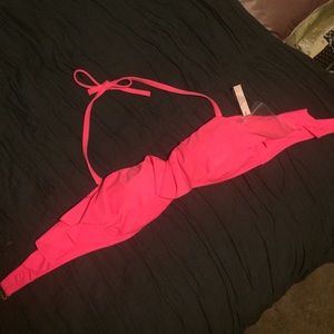 Victoria's Secret large flounce top in neon pink