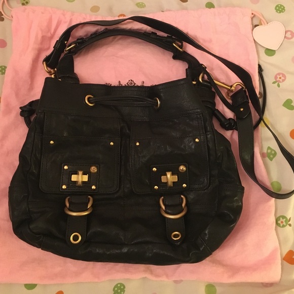 Juicy couture black leather hobo and crossbody bag