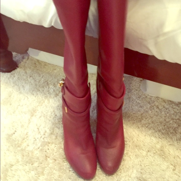 Balenciaga red knee high boots!