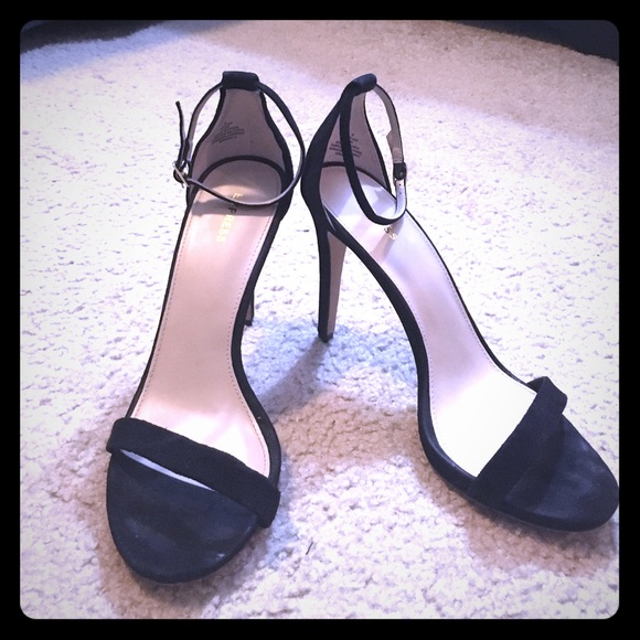 Black suede sandal heels