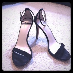 Black suede sandal heels