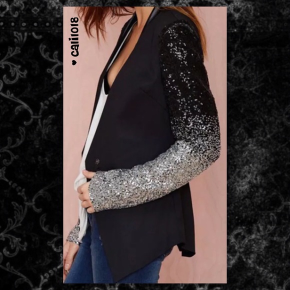 5⭐️PRICE FIRM🆕Black Ombre Sequin Leather Collar - Picture 2 of 4