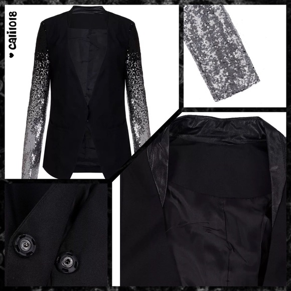 5⭐️PRICE FIRM🆕Black Ombre Sequin Leather Collar - Picture 3 of 4