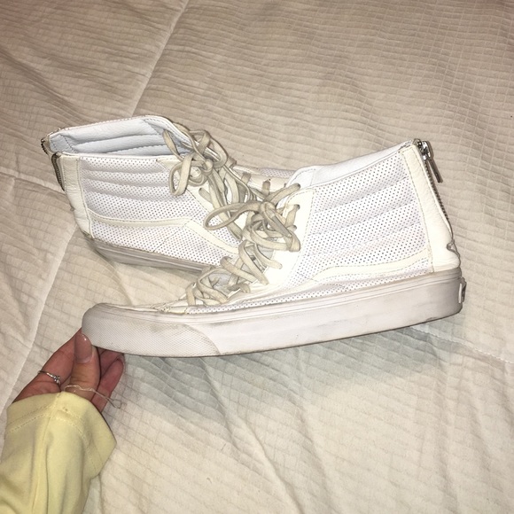 White leather vans (high top)