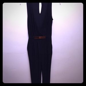 Forever 21 black jumpsuit with gold buckle