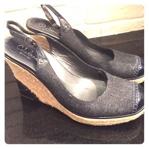 NWOT-Cole Ha An espadrille, denim wedges.G-Series.