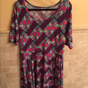 NWT LulaRoe Nicole multicolored geo rainbow purple