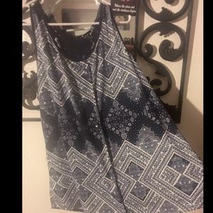 Blue white tunic top paisley