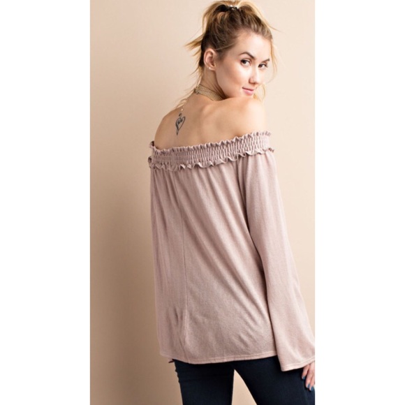 Mocha Off Shoulder Top - Picture 4 of 5