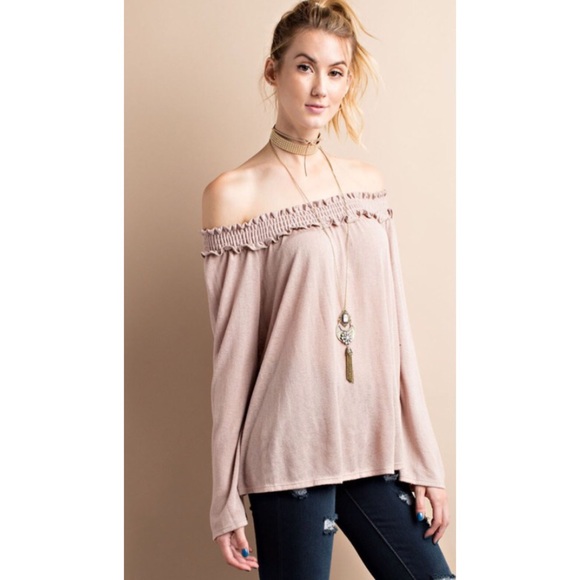 Mocha Off Shoulder Top - Picture 2 of 5