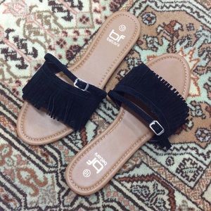 Betani black Fringe sandals. NEVER WORN
