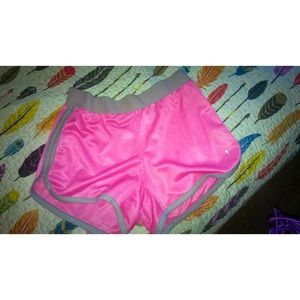 pink & gray shorts.
