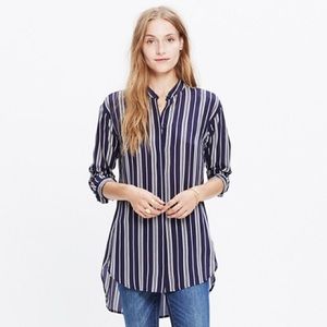 *NWOT MADEWELL SILK TUNIC SHIRT IN STRIPE