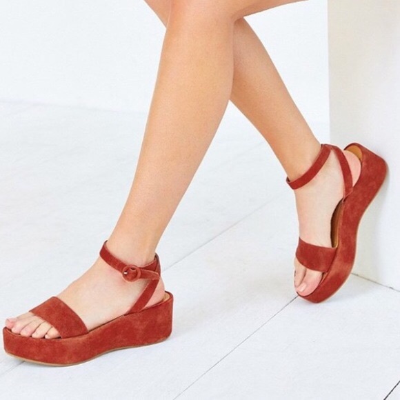 Urban Outfitters Rust Suede Paige Platform Sandals