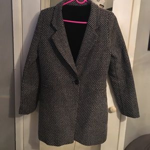 Black and white tweed coat