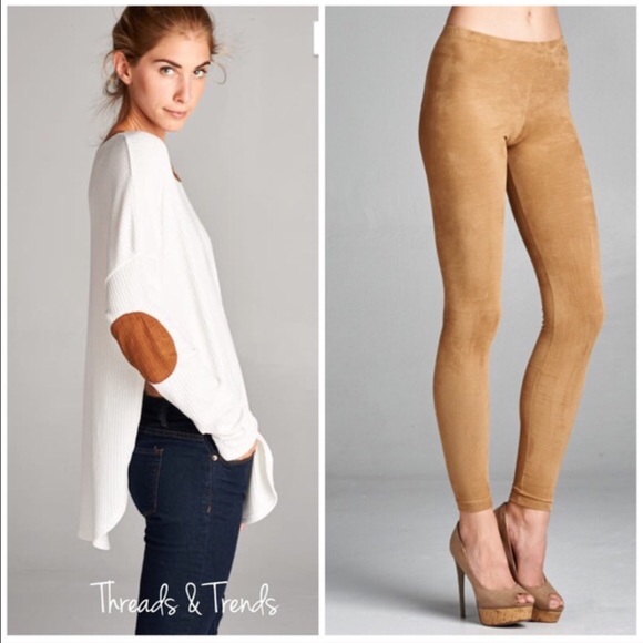 Camel Faux Suede Leggings - Picture 4 of 4
