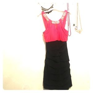 Pink and black homecoming dress