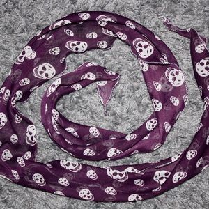 White and Purple Skull Printed Sash