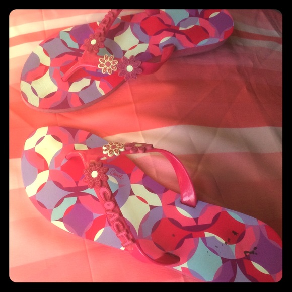 Coach pink flip flops
