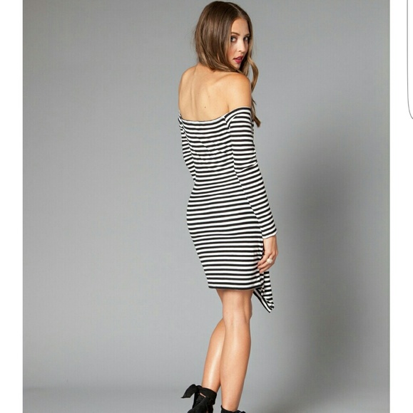 Off the shoulder sexy, striped dress NWT