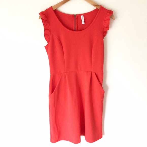 Xhilaration Dresses & Skirts - coral ruffle sleeve dress.