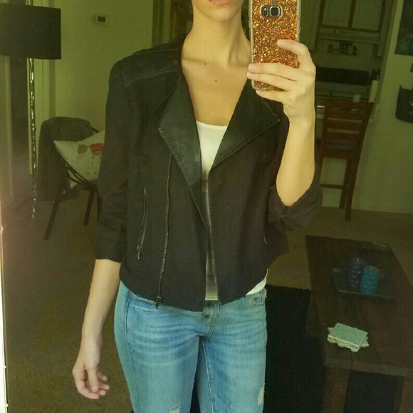 Leather paneled jacket