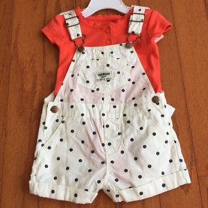 🎀OSH KOSH Baby Girl Overall Shorts Set NWT