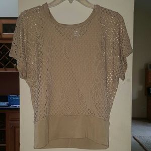 Cute tan top with tank top built in!