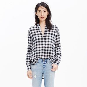 *NWOT MADEWELL COLLARLESS POPOVER SHIRT IN CHECK