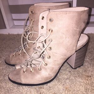 Taupe lace up heels
