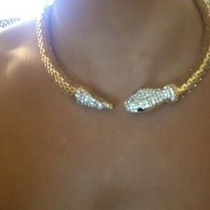 Gold snake cuff/choker/collar necklace