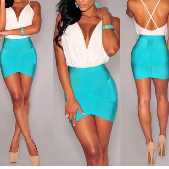 Dresses & Skirts - Teal Bandage Skirt