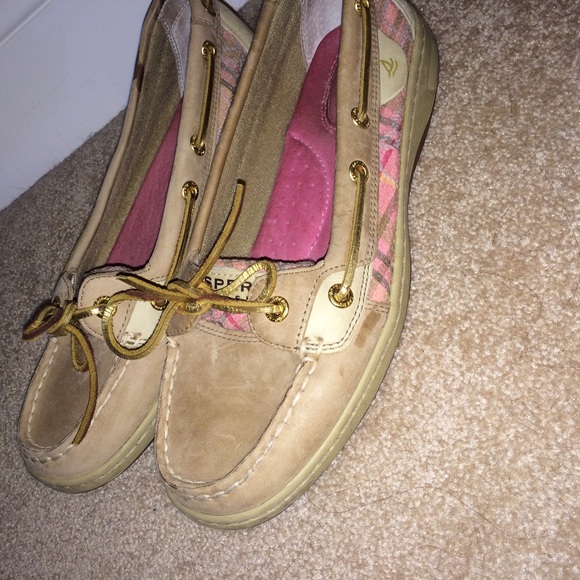 Pink plaid Sperry top sider women's shoes