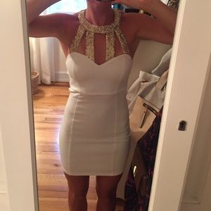 White and gold sequin dress